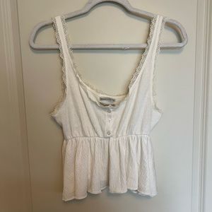 Urban Outfitters Dainty White Crop Top With Lace Details